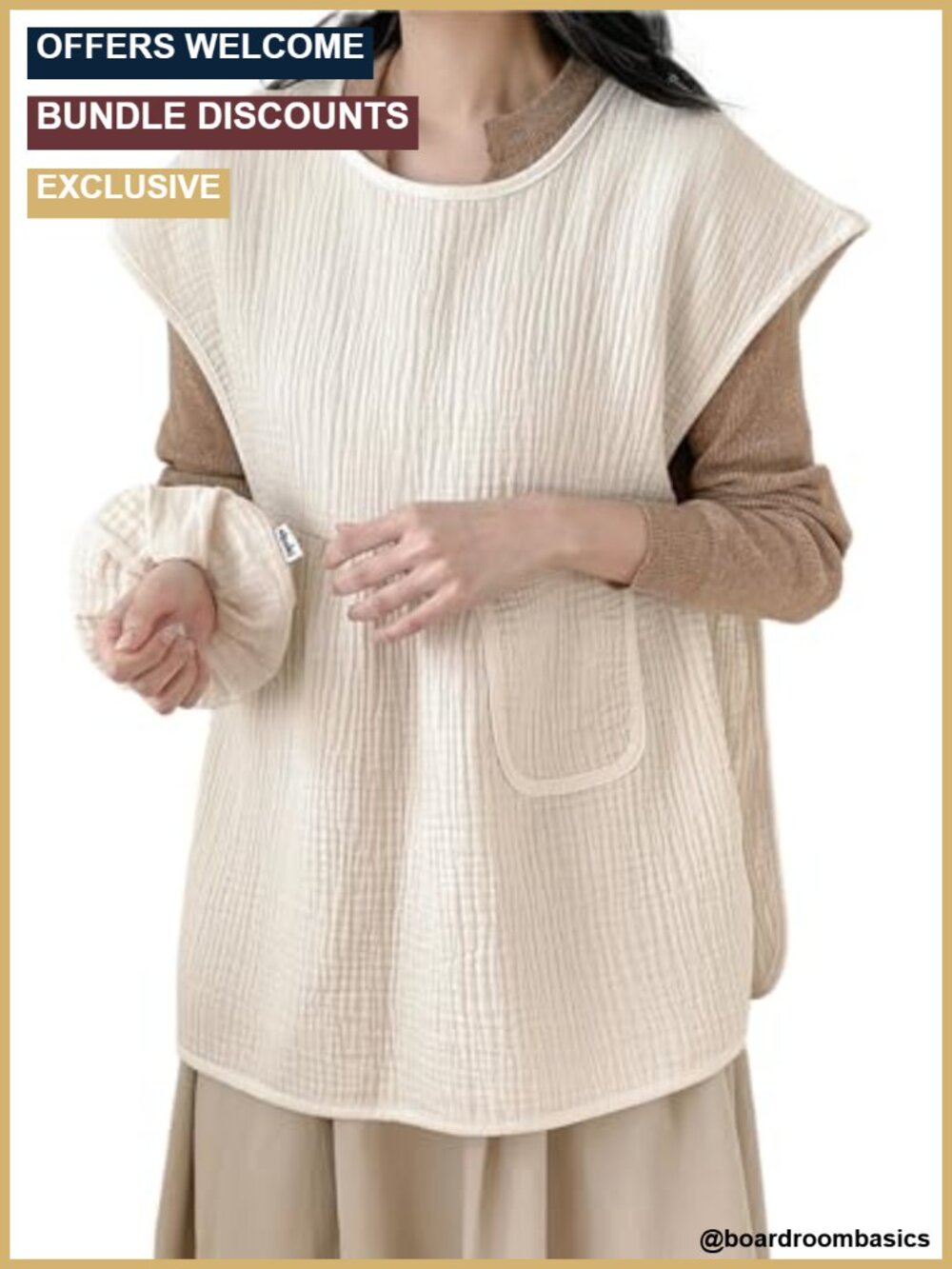 Wearable Burp Cloth 3-Ply Cotton Gauze Breastfeeding Apron Made in Korea